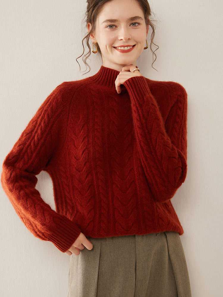 Mock Neck Cashmere Sweater red 3