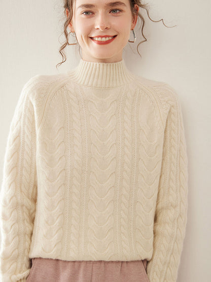 Mock Neck Cashmere Sweater warm white 1