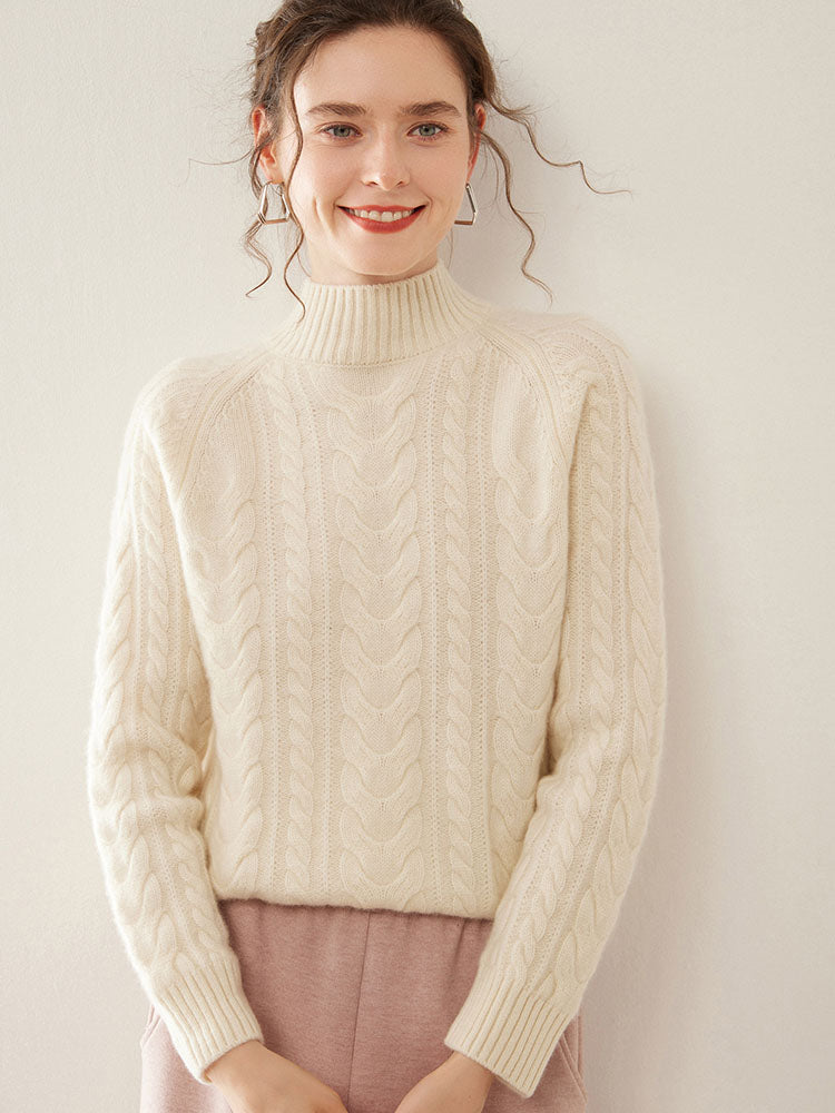 Mock Neck Cashmere Sweater warm white 2