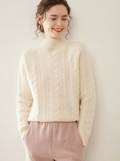 Mock Neck Cashmere Sweater warm white 4