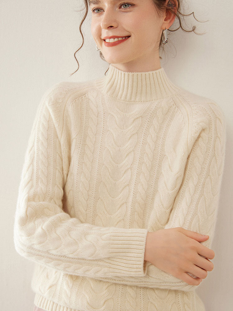 Mock Neck Cashmere Sweater warm white 5