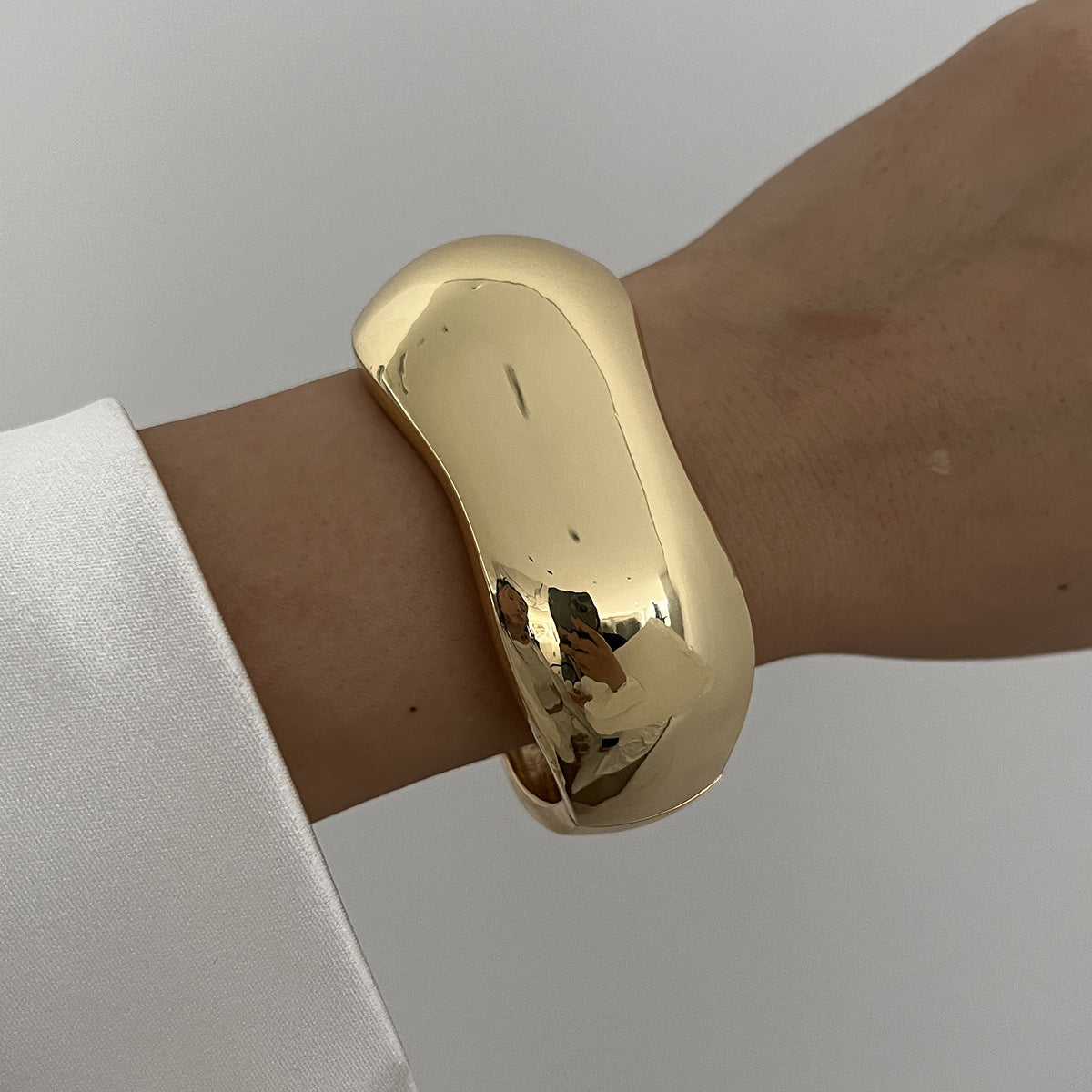 【41】Polished Gold Wave Adjustable Cuff Bracelet