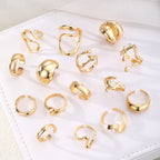 9 Pcs Artistic Gold Open Rings Set