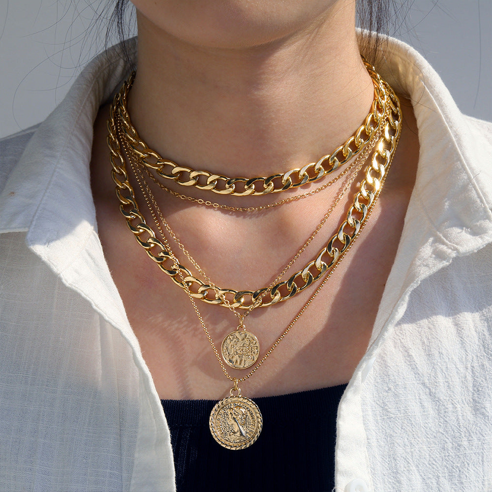 Antique Inspired Layered Medallion Necklace
