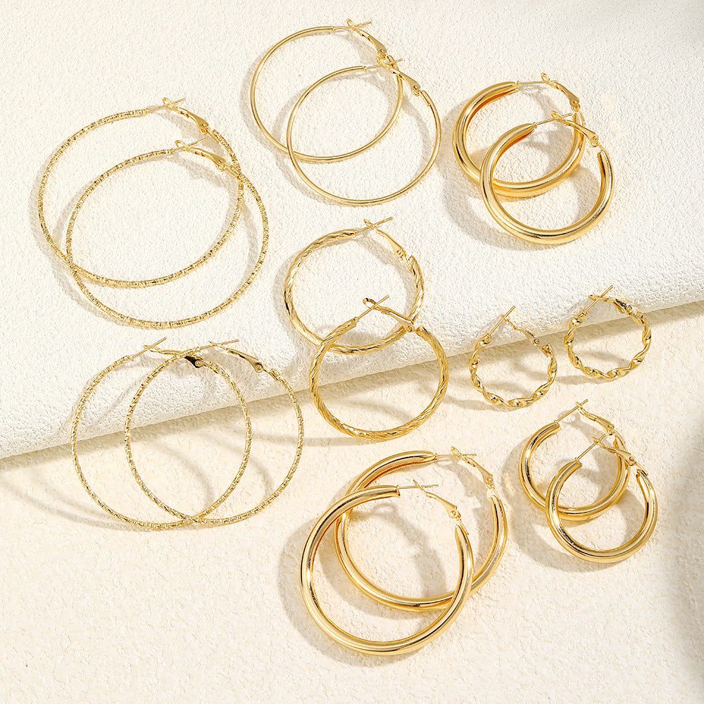 8 Pairs Hoop Earrings Set
