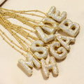【16】Personalized 14K Gold Bubble Letter Necklace Pendant