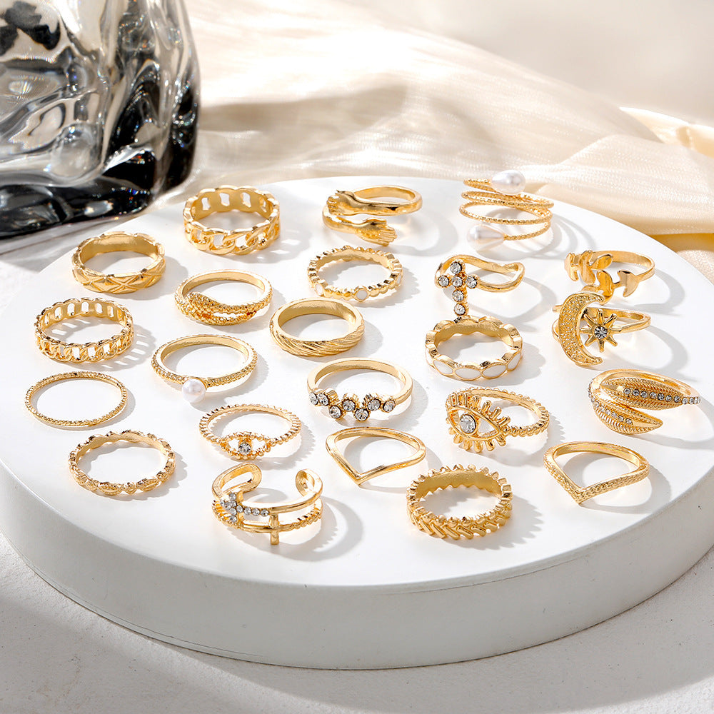23 Pcs Golden Vintage Ring Set