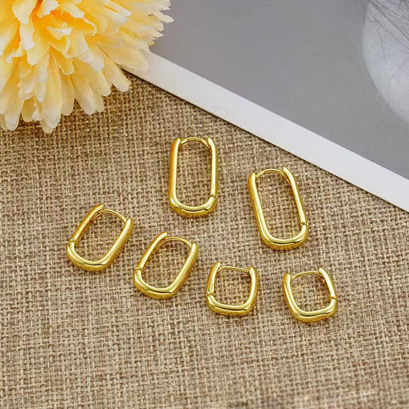 【5】3 Pcs Golden Linear Stud Earrings Set