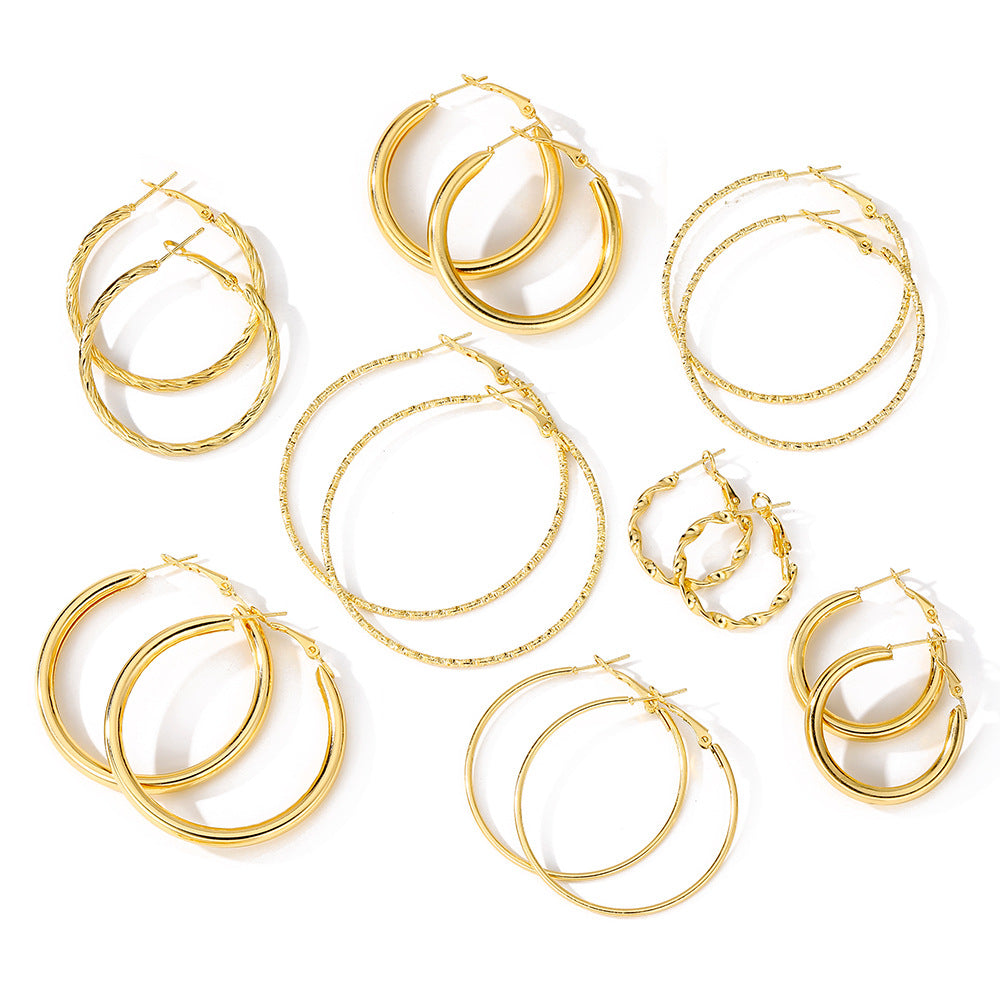 8 Pairs Hoop Earrings Set