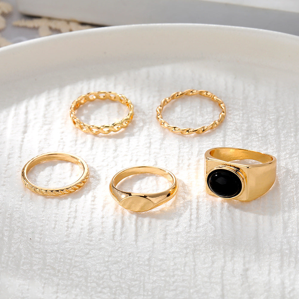 5 Pcs Golden Minimalist Ring Set