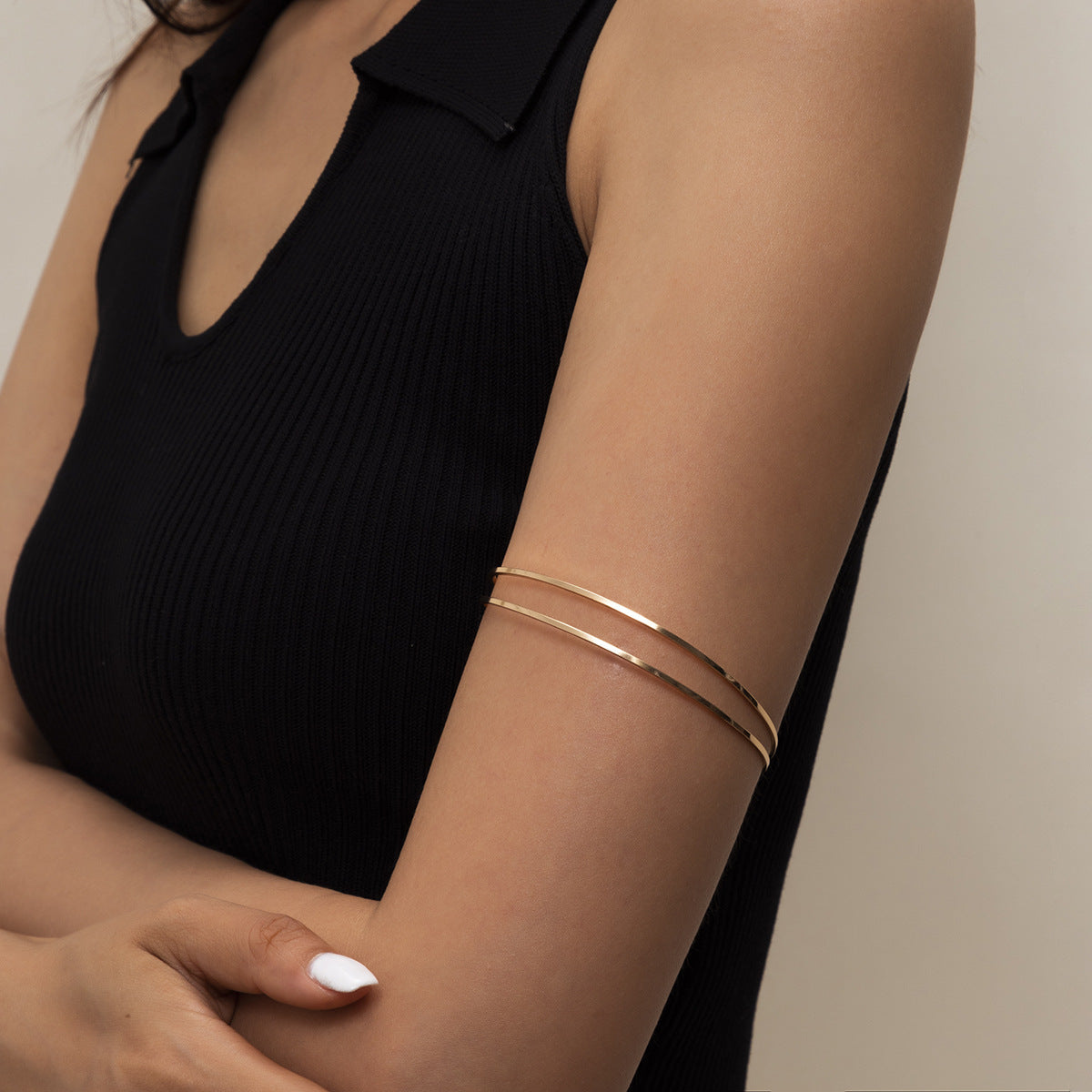 【15】Simple Gold Double-Layer Bangle
