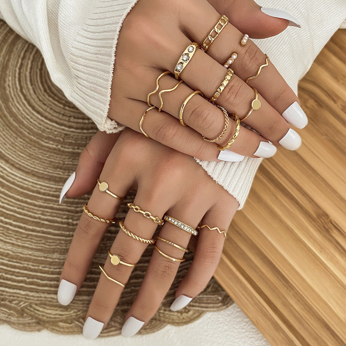 20 Pcs Golden Band Ring Set