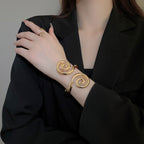 Spiral Design Gold Cuff Bracelet and Ring Set