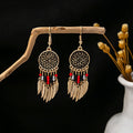 Bohemian Totem Leaf Drop Earrings