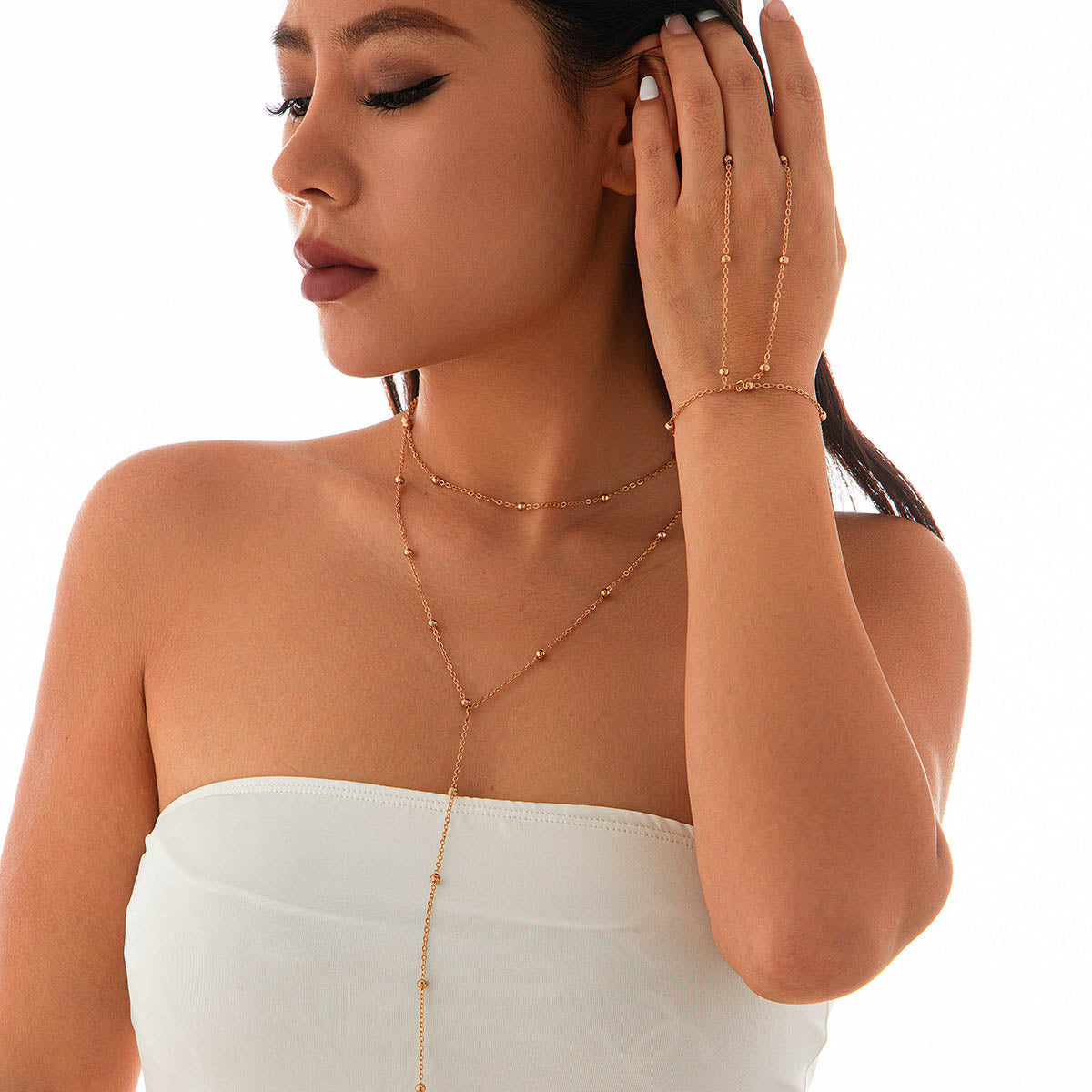 【18】Gold Chain Minimalist Necklace & Bracelet Set