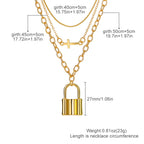 【29】Cross & Lock Tiered Gold Chain Set