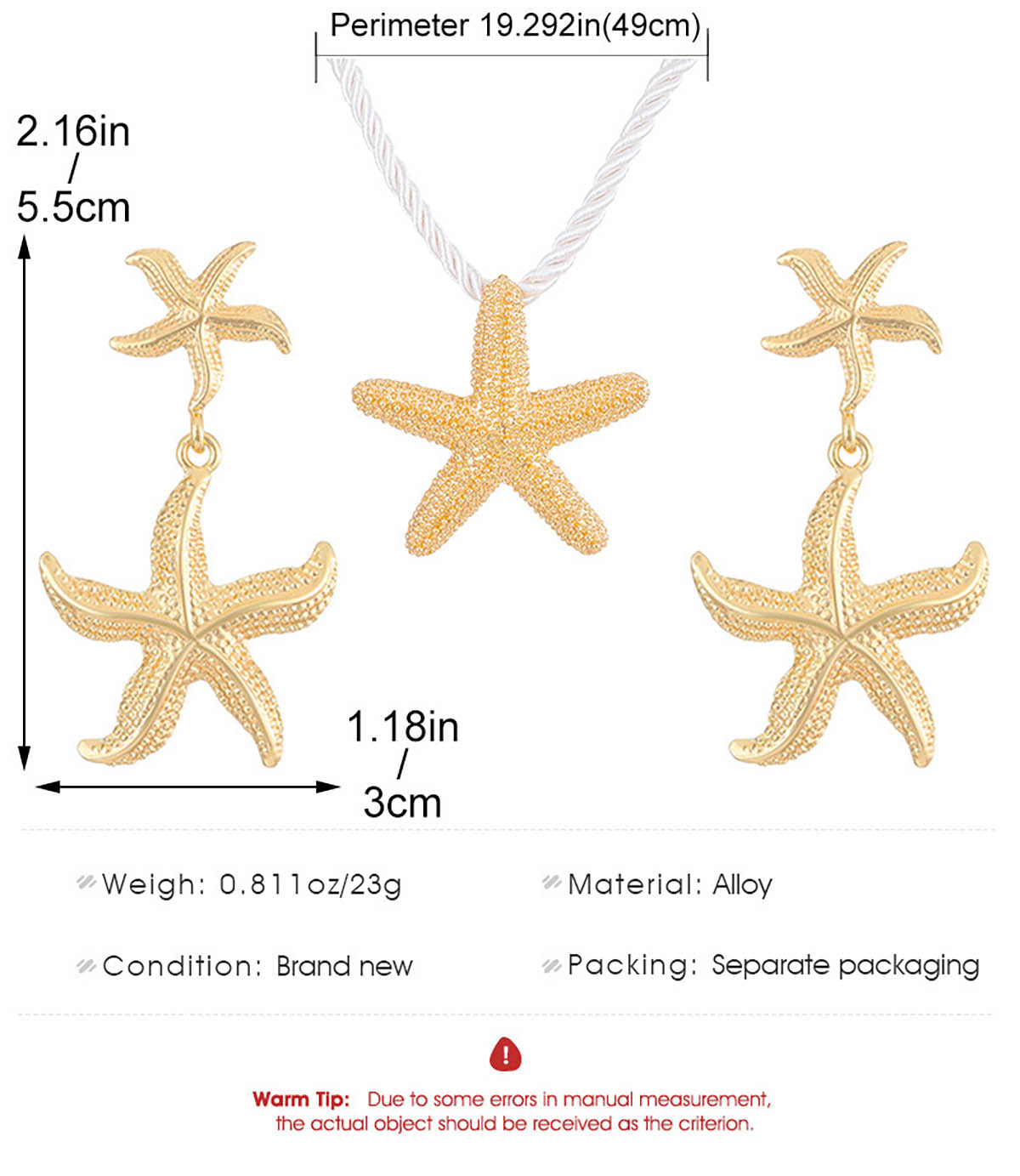 【21】Boho Starfish Pendant Necklace
