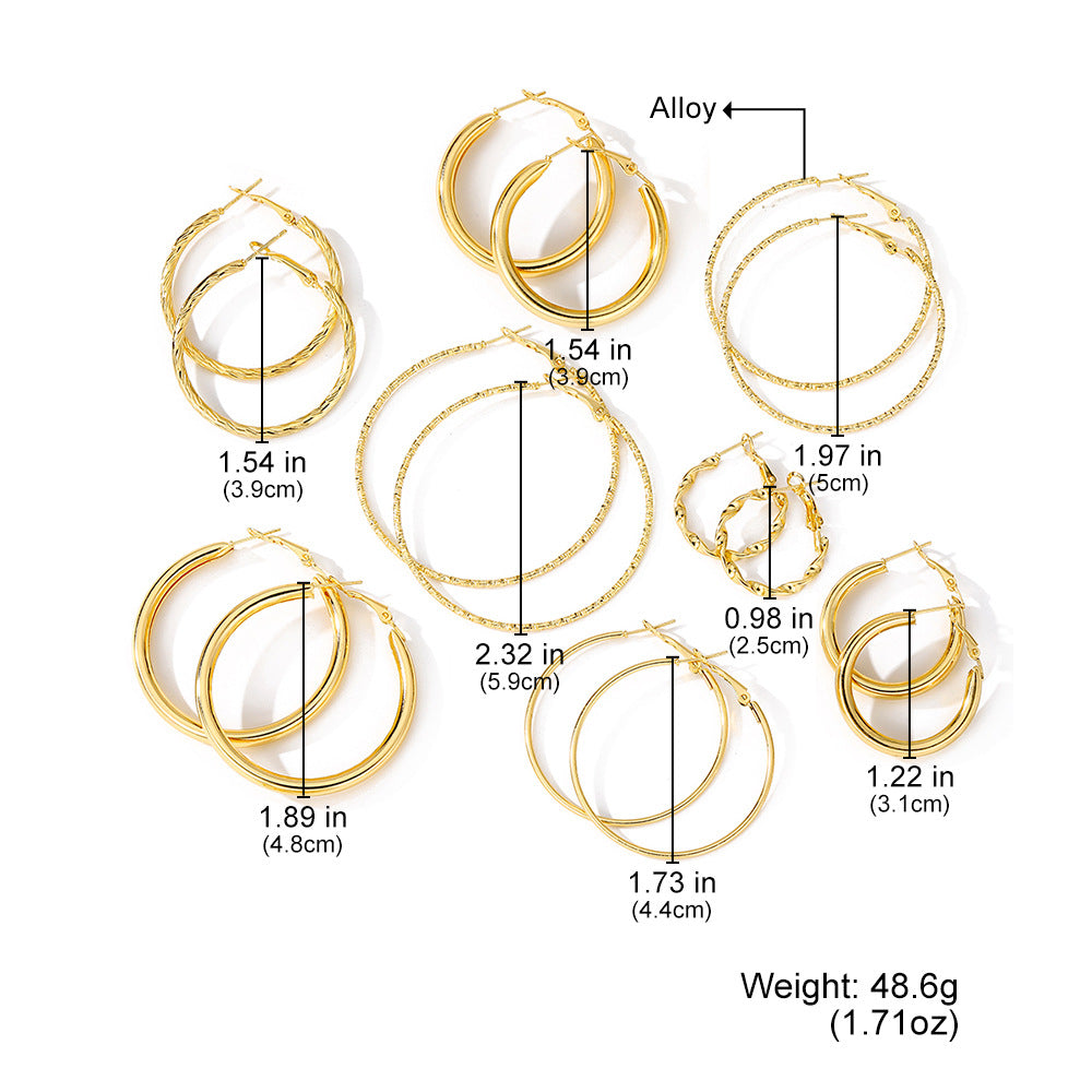 8 Pairs Hoop Earrings Set