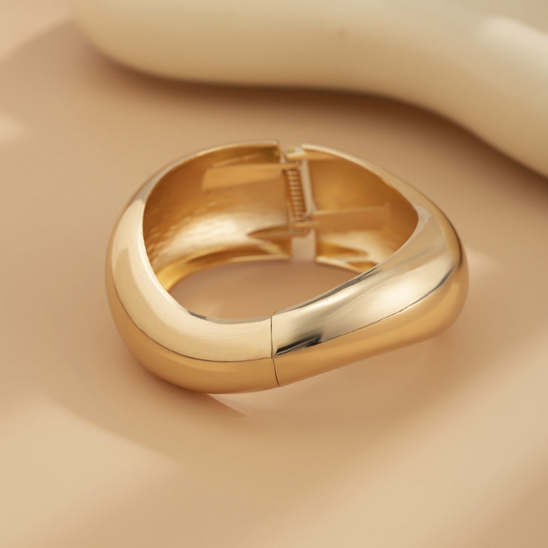 【41】Polished Gold Wave Adjustable Cuff Bracelet