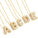 【16】Personalized 14K Gold Bubble Letter Necklace Pendant