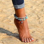 Turquoise Starfish Turtle Anklet