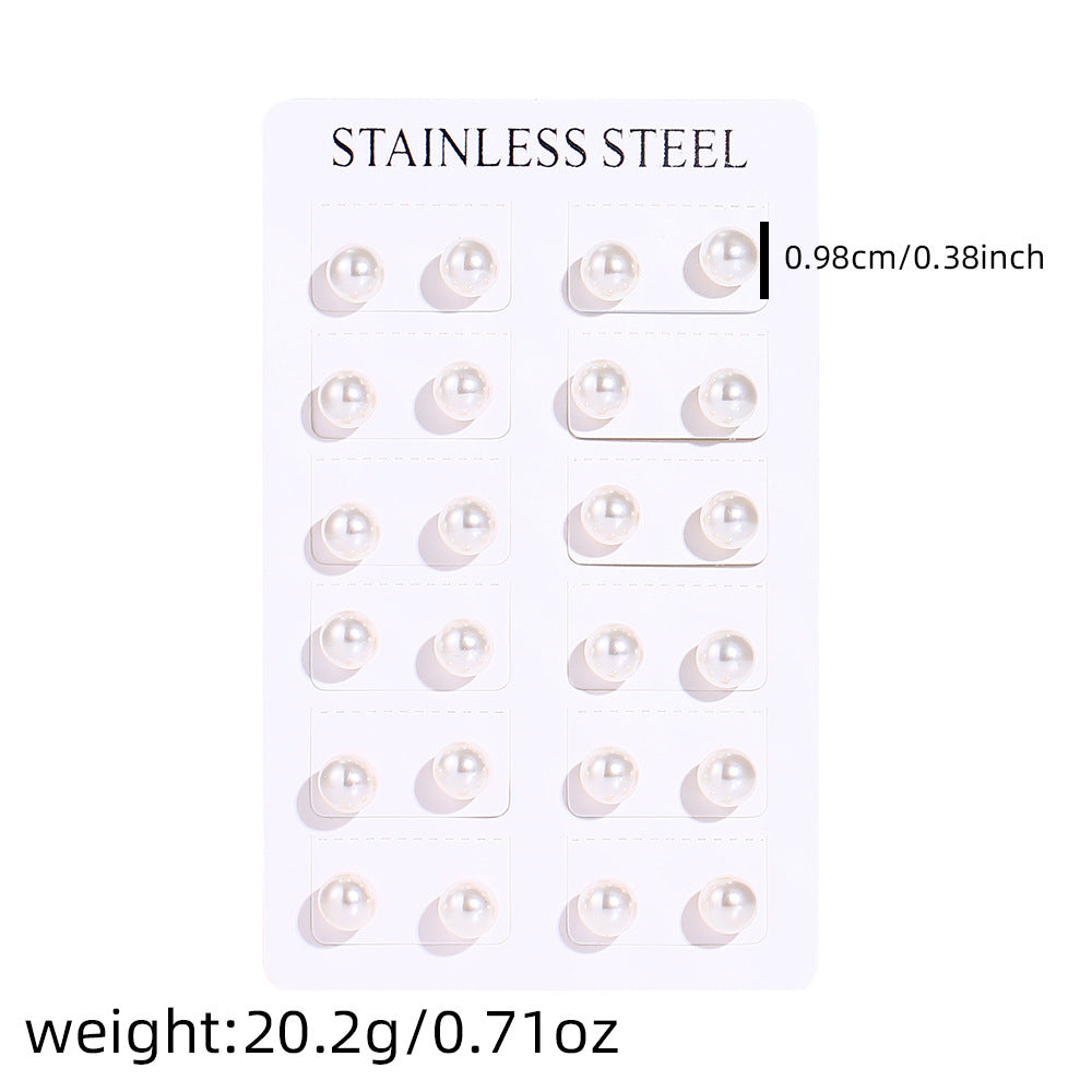 24 Pcs Pearl Stud Earrings Set