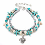 Turquoise Starfish Turtle Anklet