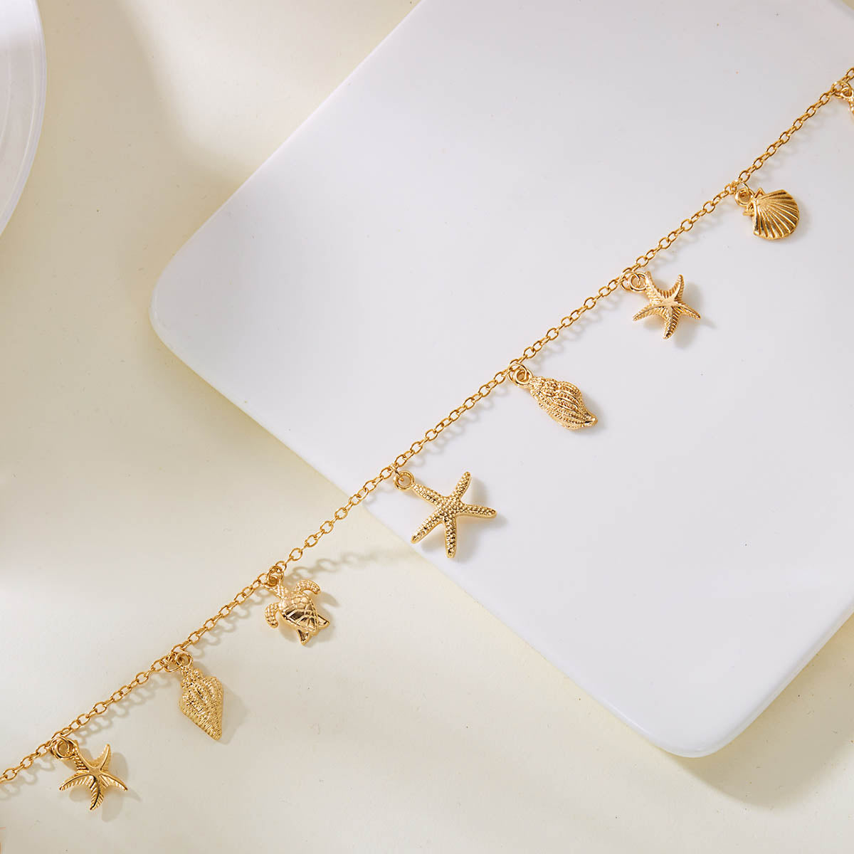 Beach Vacation Gold Pendant Necklace