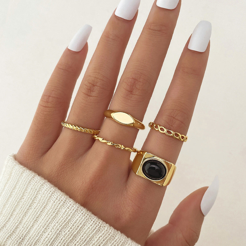 5 Pcs Golden Minimalist Ring Set