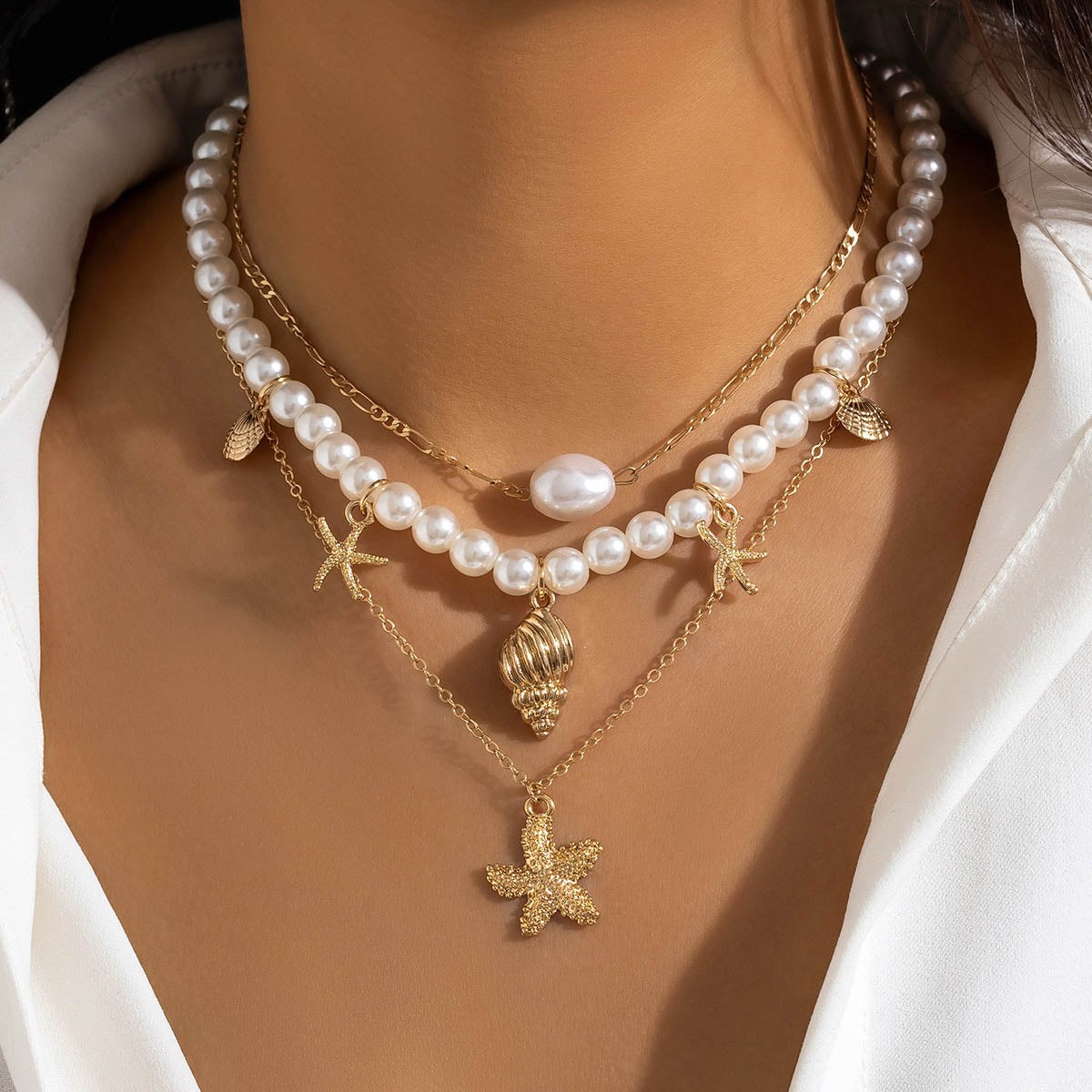 【19】Summer Beach Layered Necklace Set