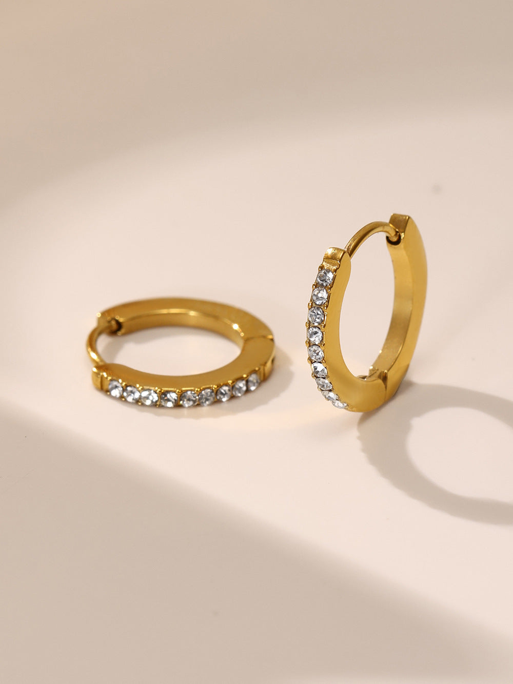【4】Golden White Zircon Earrings