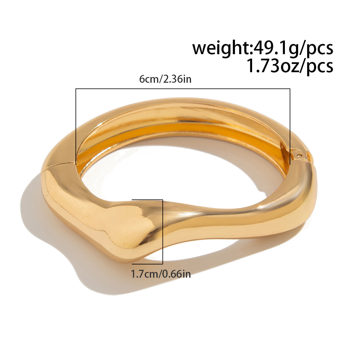 【41】Polished Gold Wave Adjustable Cuff Bracelet