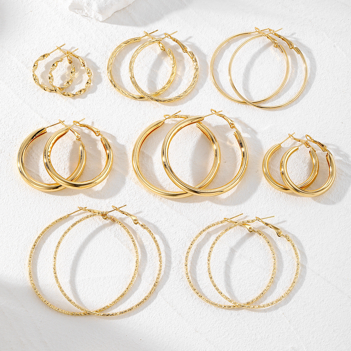 8 Pairs Hoop Earrings Set