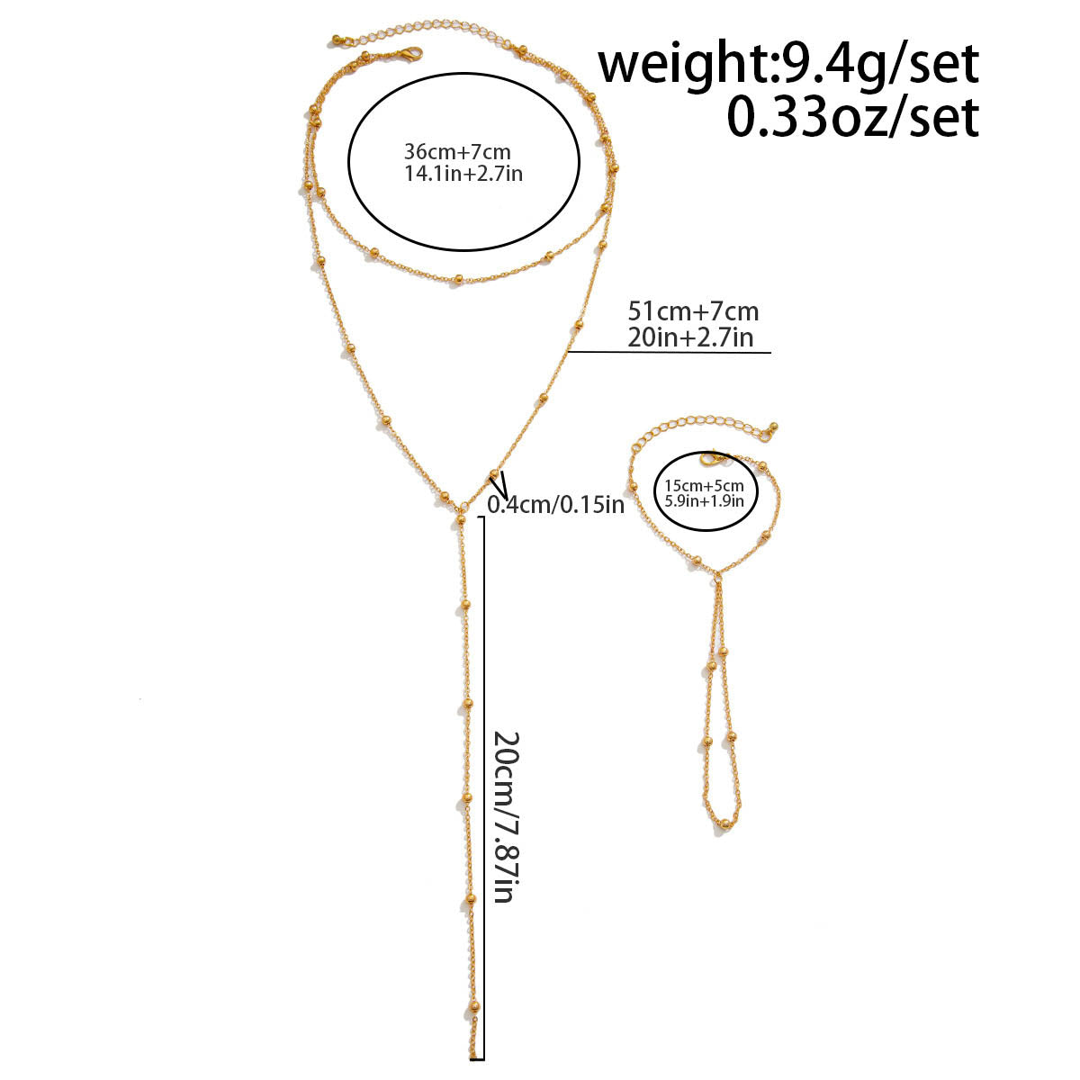 【18】Gold Chain Minimalist Necklace & Bracelet Set
