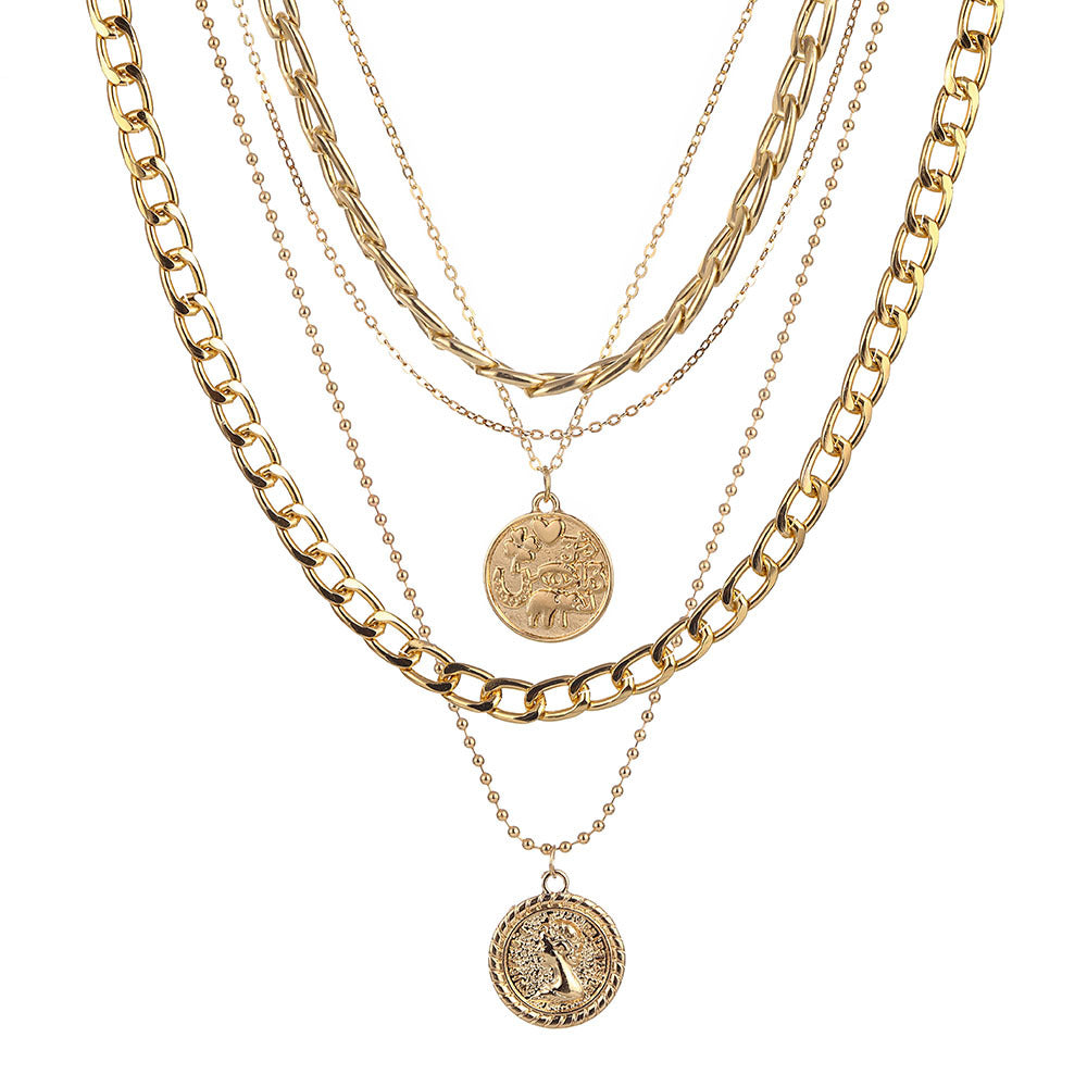 Antique Inspired Layered Medallion Necklace