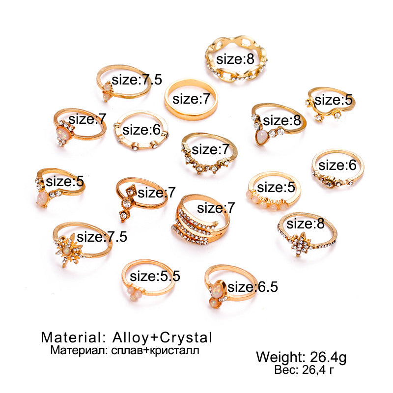 17 Pcs Bohemian-style Vintage Ring Set