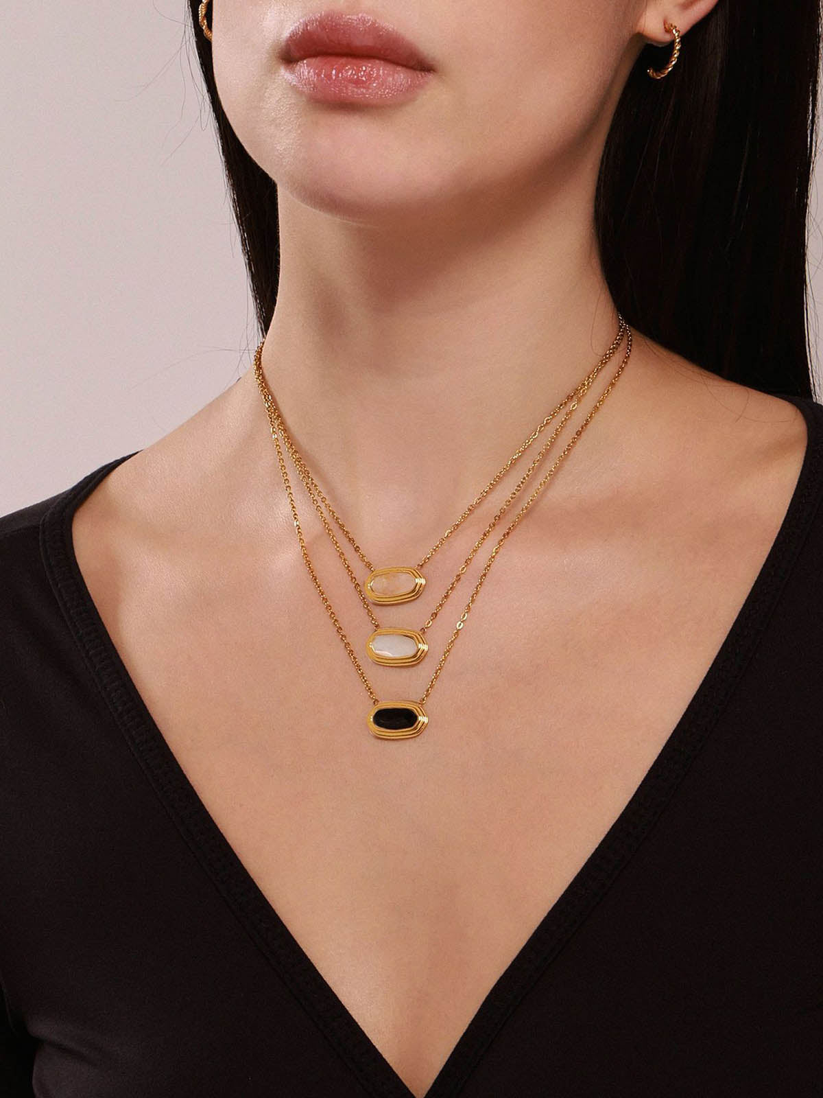 Natural Crystal Pendnat Gold Necklace