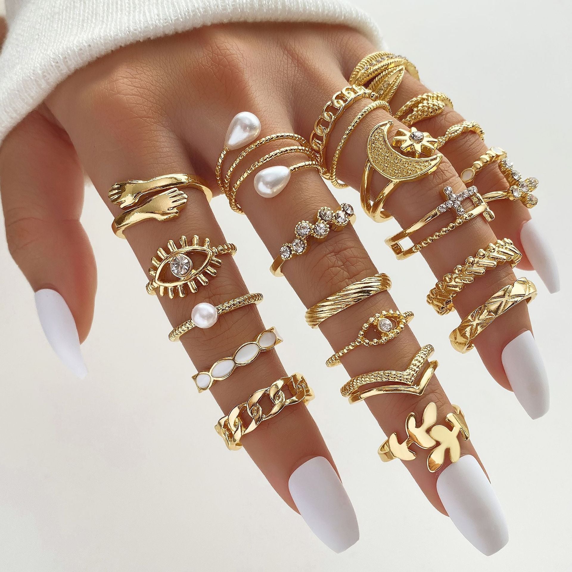 23 Pcs Golden Vintage Ring Set