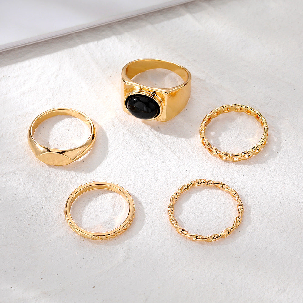 5 Pcs Golden Minimalist Ring Set