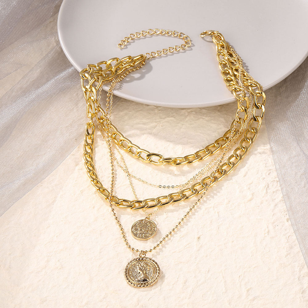 Antique Inspired Layered Medallion Necklace
