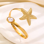 【17】Adjustable Gold Starfish Pearl Arm Cuff Bracelet