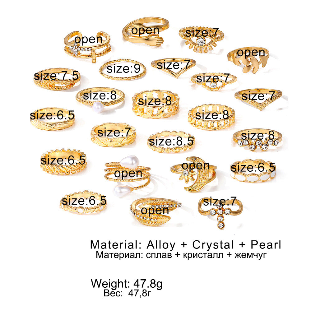 23 Pcs Golden Vintage Ring Set
