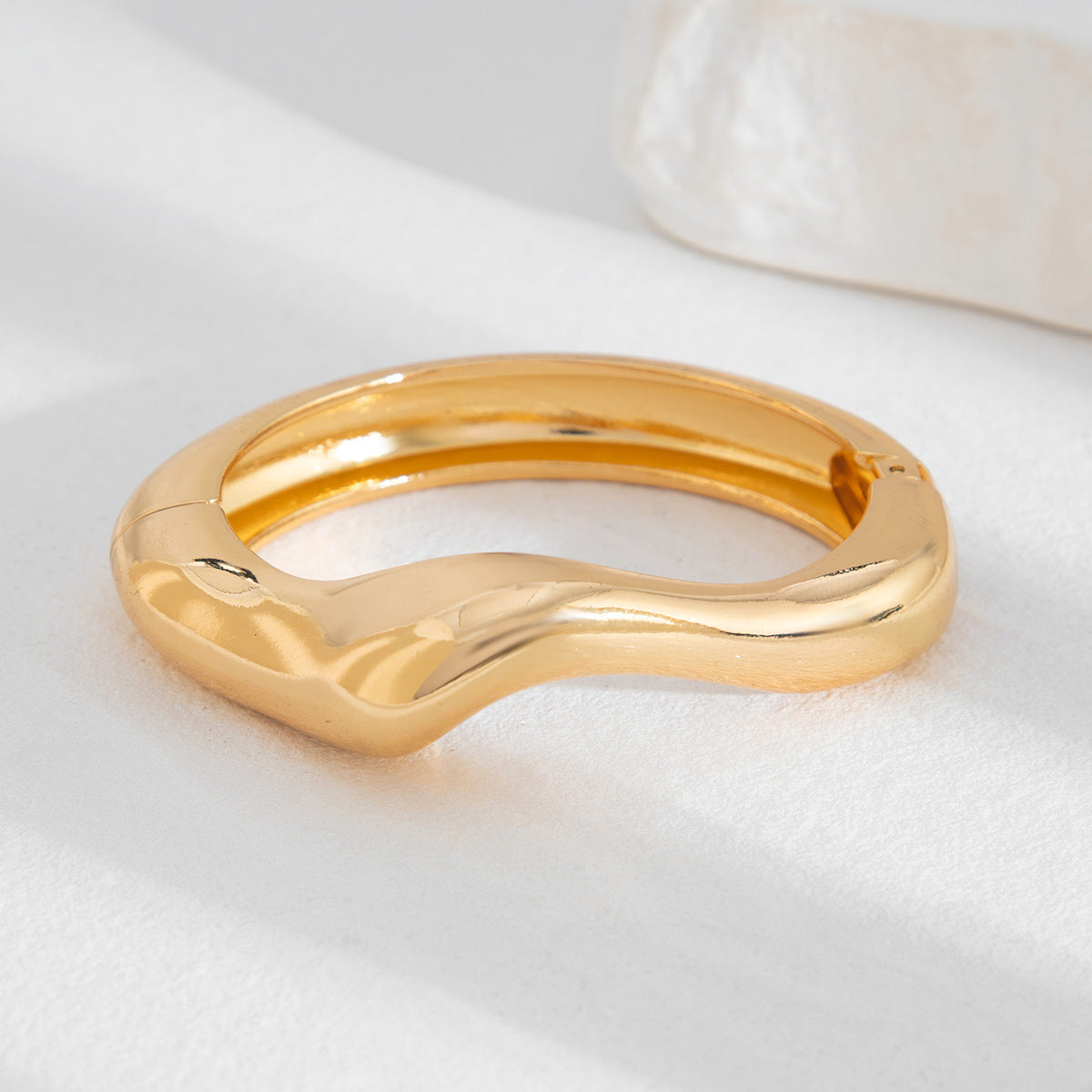 【41】Polished Gold Wave Adjustable Cuff Bracelet