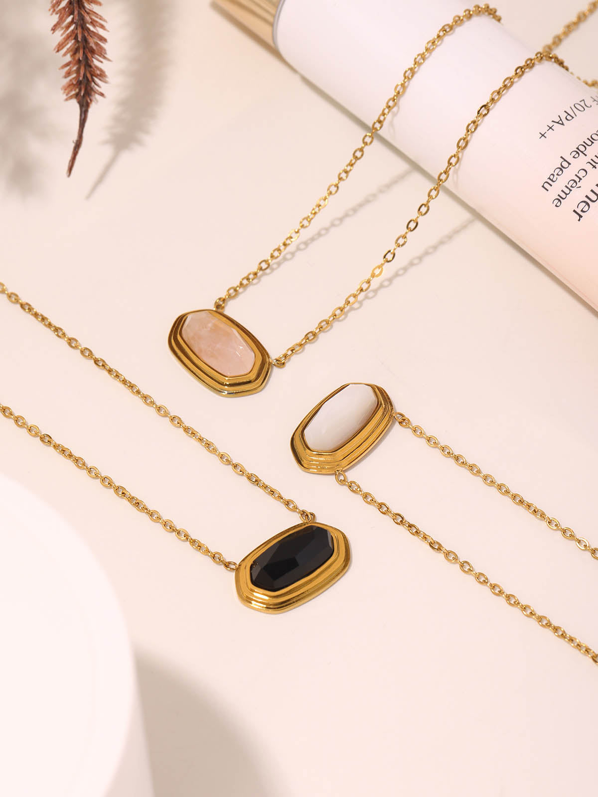 Natural Crystal Pendnat Gold Necklace