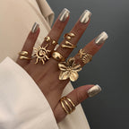 8 Pcs Artistic Gold Open Rings Set