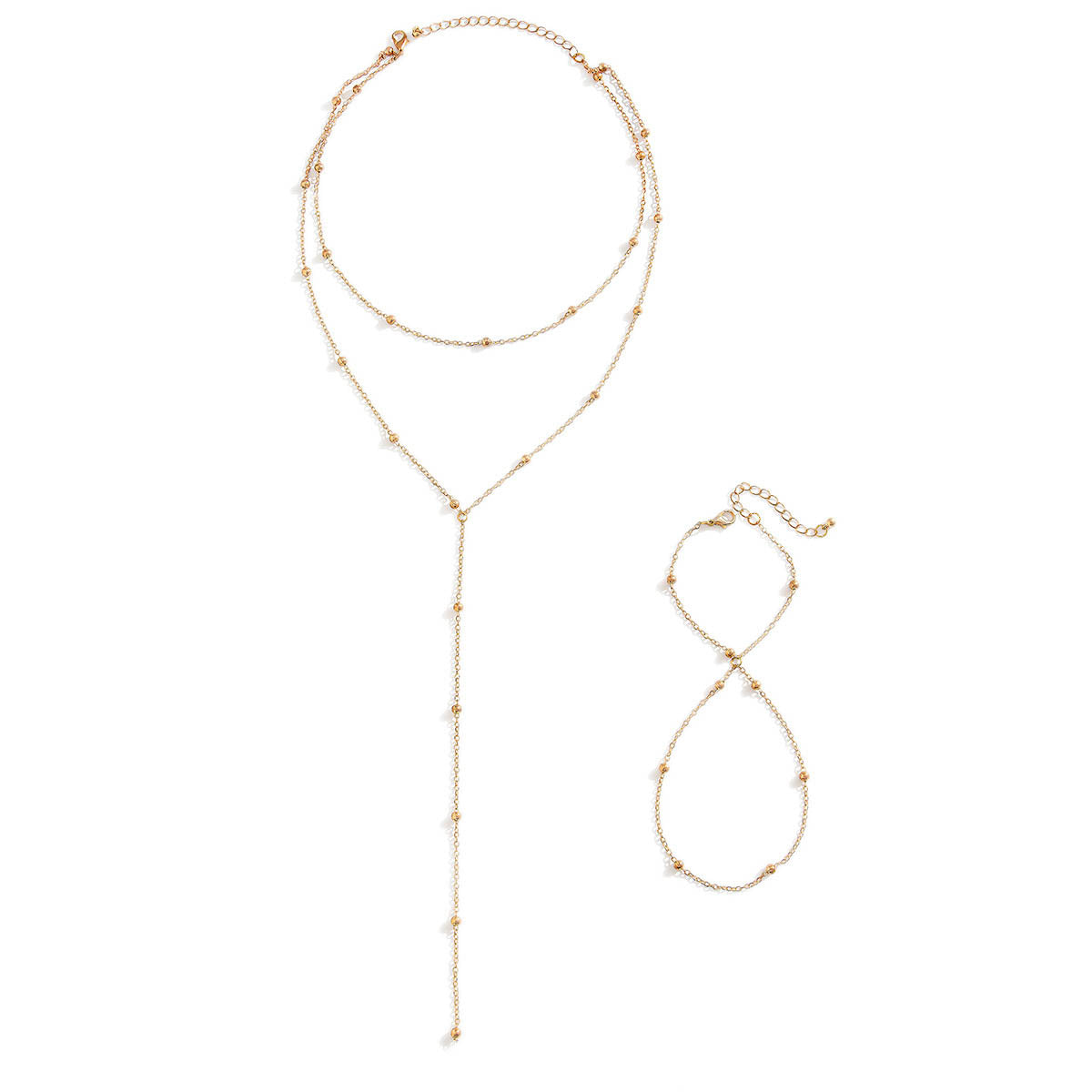 【18】Gold Chain Minimalist Necklace & Bracelet Set