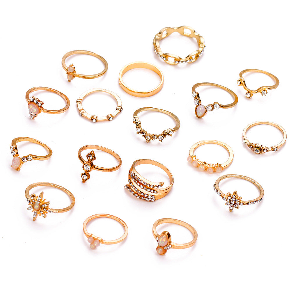 17 Pcs Bohemian-style Vintage Ring Set