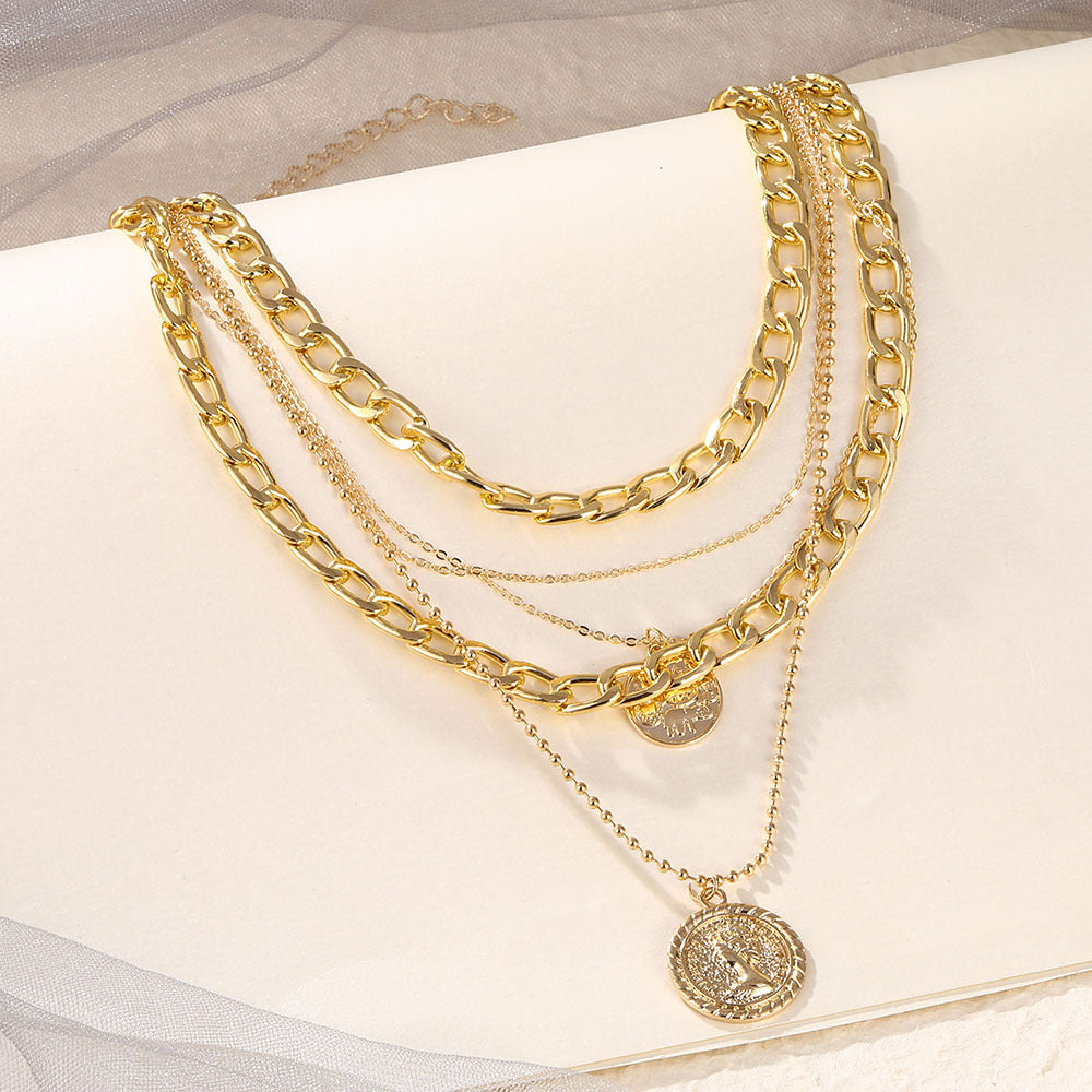Antique Inspired Layered Medallion Necklace