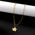Golden Floral Pendant Necklace