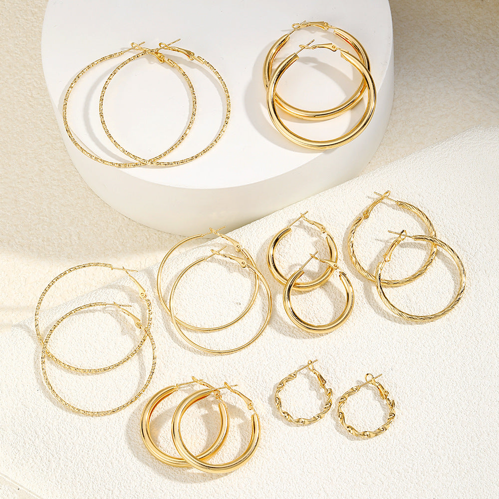 8 Pairs Hoop Earrings Set